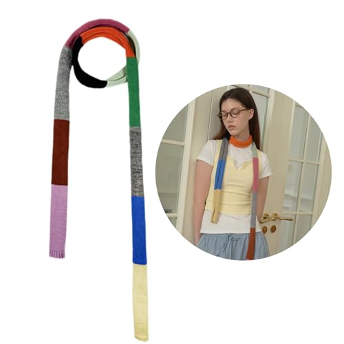 Knitted Scarf for Women Long Skinny Belt Necktie Neck Scarf Girls Photo Props Long Neckerchief Skinny Scarf Necktie, Approx.180x5cm, As Pictures Shown2