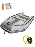 Inflatable Dinghy Boat 10ft 3-Person – Heavy Duty Fishing Boat for Adults, 10HP Motor Compatible, Aluminum Floor & Oars, USCG Approved, MCO Included