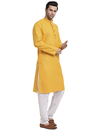 Image of KRAFT INDIA Men Cotton Striped Kurta Pyjama Set