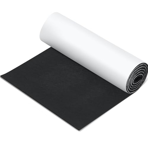 Fullhawl Large Felt Furniture Pads 12 x 60 Inch Non Slip Self Adhesive Heavy Duty Cuttable Strip Roll Felt Sheet Tape for Protecting Hardwood Floors Chair Wall Black