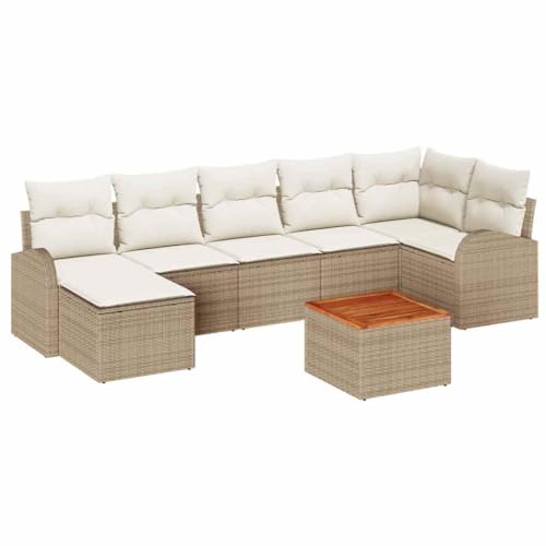Genérico Conjunto de sofá de jardín 8 pcs Beige Poliratán,Mobiliario,Muebles de jardín,Conjuntos de jardín-3347610