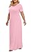 LONGYUAN Women's Plus Size Maxi Dresses for Curvy Women Summer Short Sleeve Casual 2026 Long Dress Pink 3XL