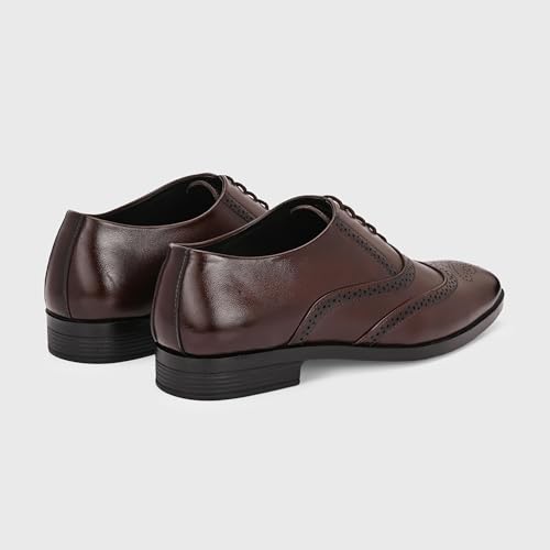 Image of Centrino Men's Formal Lace-Up Shoes | Soft & Comfortable Oxford Brogue Dress Formal Shoe| Stylish Looking Lace Up Medallion Toe Perforated for Business Formal Wedding & Office Wear (9359)