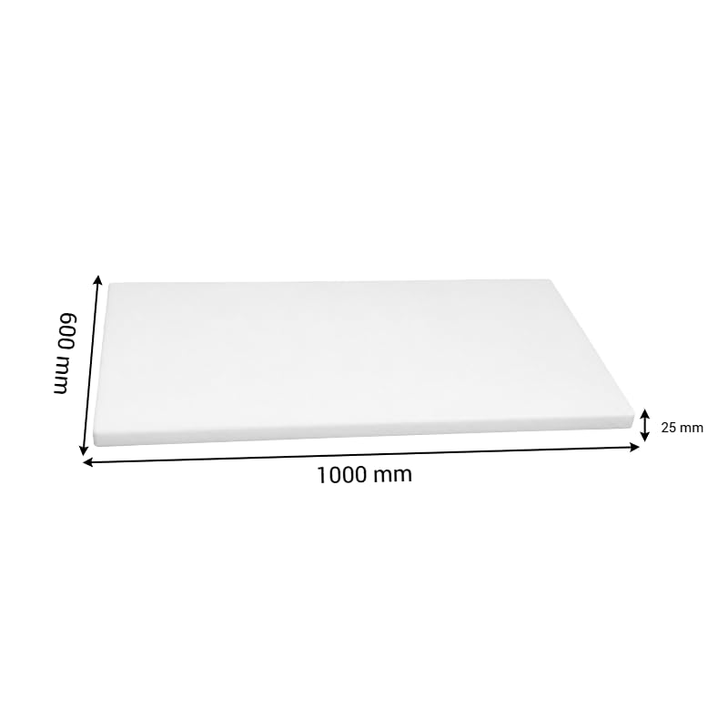 Tabla de cortar de polietileno blanco – 1000 × 600 × 25 mm