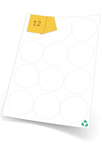A4Labels White Eco-Friendly Biodegradable Labels for Laser and Inkjet Printers, 12 Round Paper Labels Per A4 Sheet, 20 Sheets of 64mm, 240 Compostable Labels โ image 1