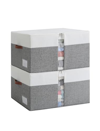 Coorganisers Reinforced LARGE Blanket Storage Baskets with Lids, 2 Packs