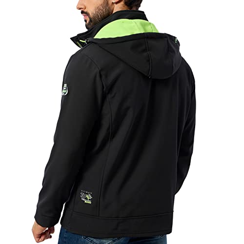 Image of Men's Zip Up Softshell Jackets Fleece Lining Waterproof Hooded Jacket Black Windbreaker Men Mul-Pockets Medium
