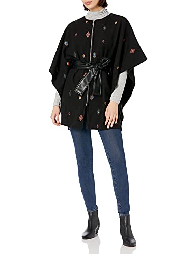 Desigual Femme Poncho_july Tribu Milan Écharpe temps froid, Rouge, Taille unique EU