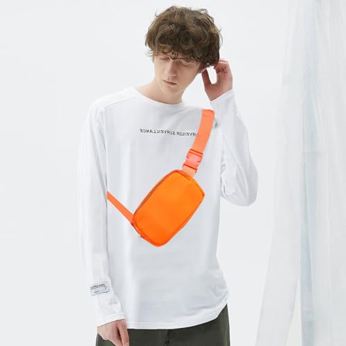 JENCVNL Bauchtasche Damen Gürteltasche Herren, Nylon Hüfttaschen Mode Brustbeutel Umhängetasche Crossbody Bag mit verstellbarem Riemen für Laufen Wandern Training Reisen (Orange)