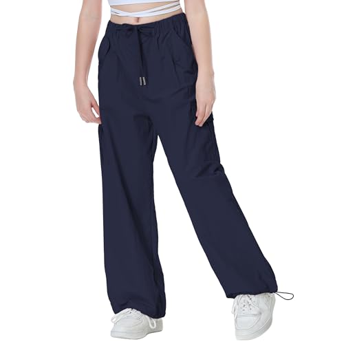 Image of Rolanko Parachute Pants for Girls Y2K Cargo Trousers with Pockets Harajuku Jogger Pants Kids 4-14 Years