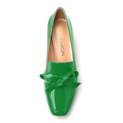 Image of Womens Loafer with Heel, Comfortable Chunky Heels for Women, Loafers Shoes with Bowknot Womens Bunion Dress Shoes