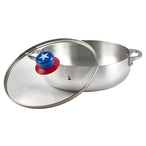 IMUSA 3.2 Qt Boricua Polished Aluminum Caldero with Glass Lid