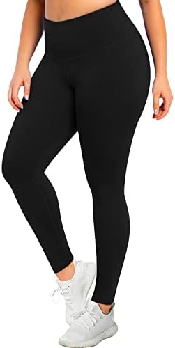 MOREFEEL Plus Size Leggings for Women-Stretchy X-Large-4X Tummy Control High Waist Spandex Workout Black Yoga Pants