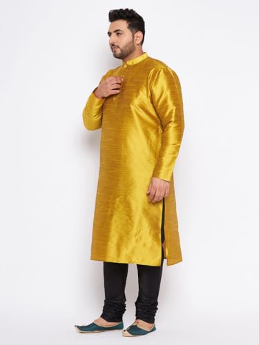 Image of Vastramay Plus Men's White Silk Blend Kurta Pyjama Set VPLUSMKWH001nPBL 44 | Independence Day
