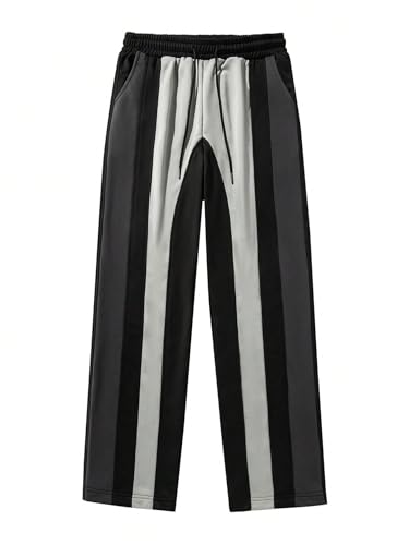 ZAFUL Mens Casual Joggers Sweatpants Drawstring Side Striped Color Block Wide Leg Tapered Loose Pants2