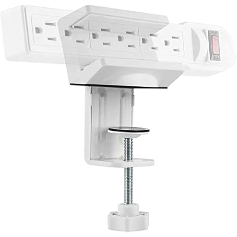 AVLT Power Strip Desk Clamp Holder Mount - Fits Power Strip with Width Between 1.6" to 2.4" - Anti-Scratch Clamp Pad - Cable Management - Suitable for Desk Edge, Work Bench, Spinal Condition Cover