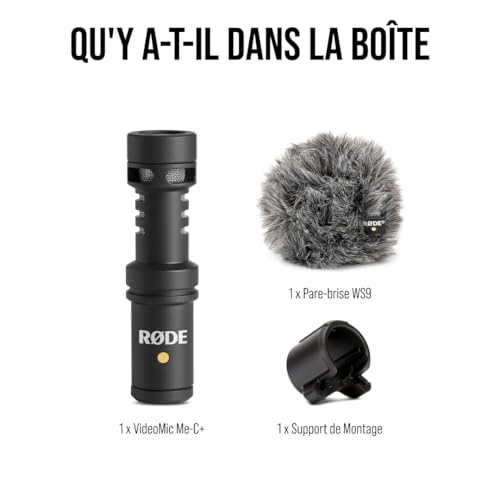 Microphone directionnel USB-C RØDE VideoMic Me-C+ pour smartphones iOS et Android