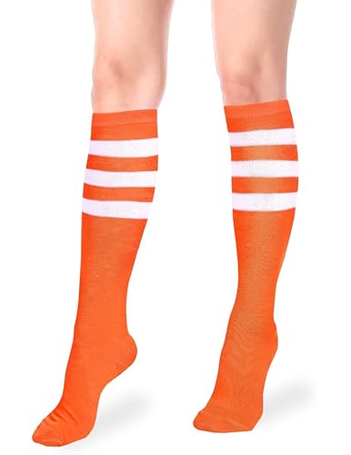 Image of Athletic Knee High Socks Stripe Running Baseball Thigh High Stockings Outdoor Sport Tube Socks