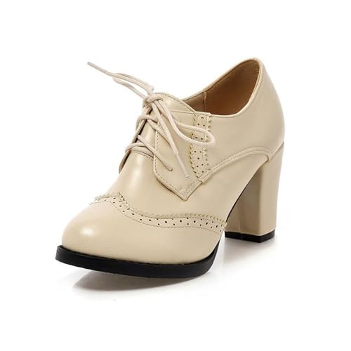 Chaussures Oxford pour femme à talons bloc rétro marron style Oktoberfest