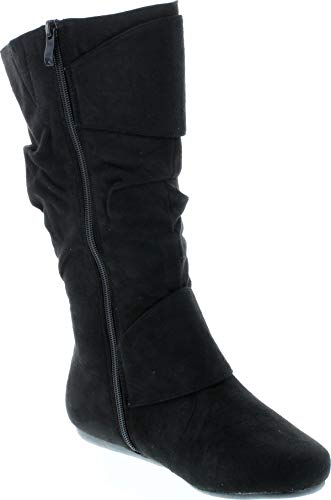 Forever Link Women's Klein-70 Closed Round Toe Buckle Slouch Flat Heel Mid-Calf Boot - Image 8