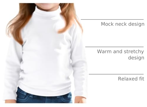 Image of Witwot Toddler Girls Mock Turtleneck Shirts Long Sleeve Thermal T-Shirt | Cotton Girl Soft Basic Pullover Tops Size 18M-5T