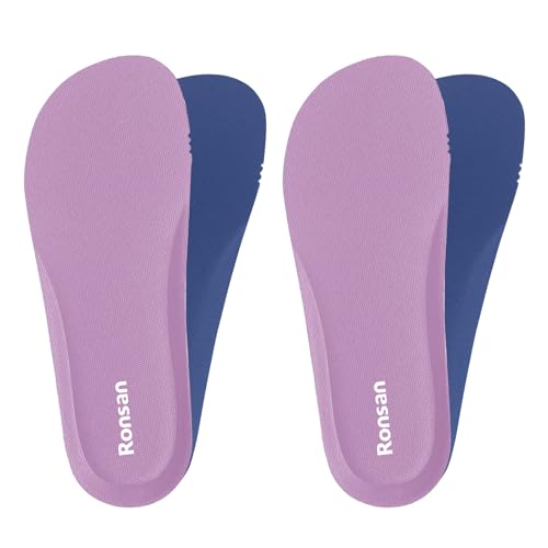 Image of Ronsan 2 Pairs Shoe Insoles of Clog Garden Shoes, Extra Wide Barefoot Shoe Inserts Pads for Nurse Shoes, Garden Work Sandals, Thin Replacement Insoles for Women 10 / Men Size 8, Pink Purple