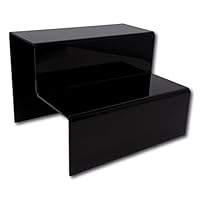 EPOSGEAR Two Step Tier Clear or Coloured Acrylic Plastic Retail Riser Counter Display Stands - Perfect for Shops, Stalls, Ornaments, Models etc (Black, Large)
