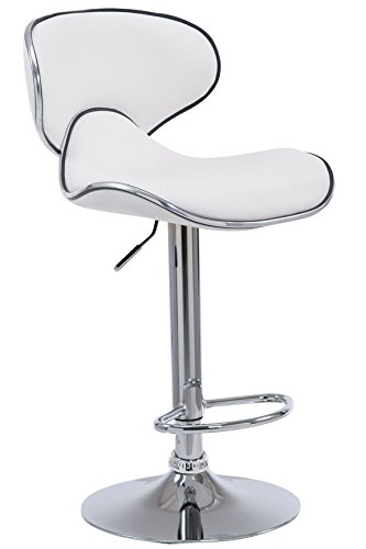 CLP Tabouret De Bar Las Vegas V2 Hauteur Réglable I Tabouret De Bar Confortable Avec Dossier Et Repose-pieds I Chaise Haute De Bar Rembourrée, Couleur:blanc,...