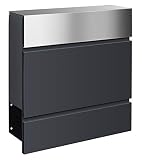 Frabox® Design Briefkasten Lens Edelstahl/anthrazitgrau RAL 7016 mit Zeitungsfach