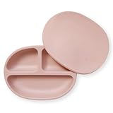 regalo ベビー食器 シリコン プレート ひっくり返らない 吸盤付き ふた付き 食品衛生検査済み 離乳食 電子レンジOK 食洗機対応 (ダスティピンク, プレート単品)