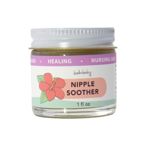Balm Baby Organic Nipple Balm Soother - Nipple Cream Safe for Breastfeeding – Vegan – Non-Lanolin – Nursing Butter No Need to Wash Off – Nursing Breastfeeding and Pumping Moms - Glass Jar