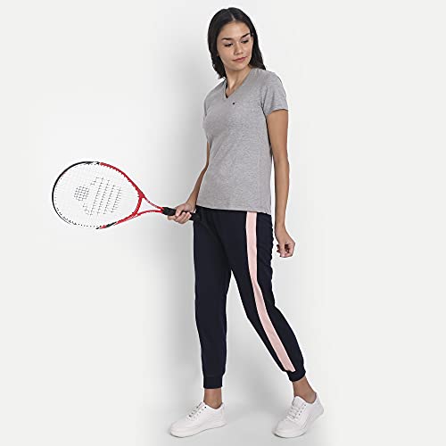 Image of AM SWAN Cotton Lycra Smart Fit Half Solid V-Neck Tshirts