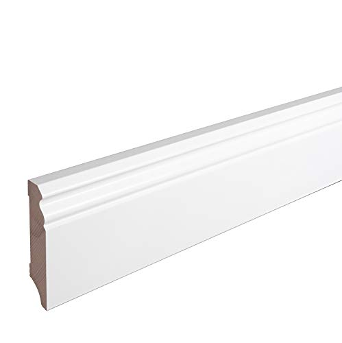 Sockelleiste Massiv Holz Buche weiß lackiert Hamburger Berliner Profil 80mm