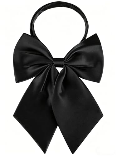 Fashion & Lifestyle Bow Ties for Women/Girls, Ladies Adjustable Elegant Satin Bowtie Accessory for School Uniforms T-shirt Cosplay Wedding Party (Black)