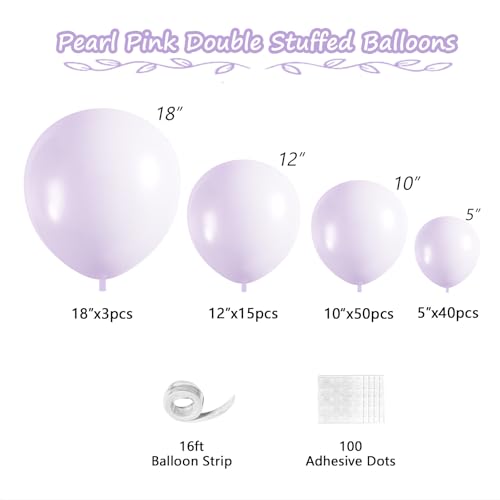 Image of 108Pcs Double Stuffed Pearl Purple Balloon Garland Arch Kit