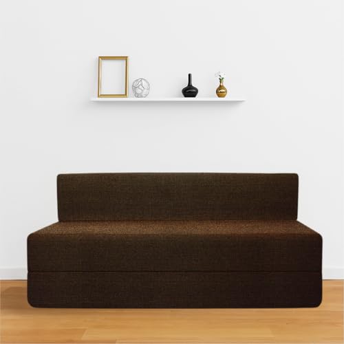 Image of CELLBELL Comfy Sofa Cum Bed 6x6.5 Feet | Foldable Dual Use Couch Bed with Soft Cushions, Washable Fabric Cover & Sturdy Frame | Space Saving Modern Design for Living Room, Bedroom & Guest Use (Brown)