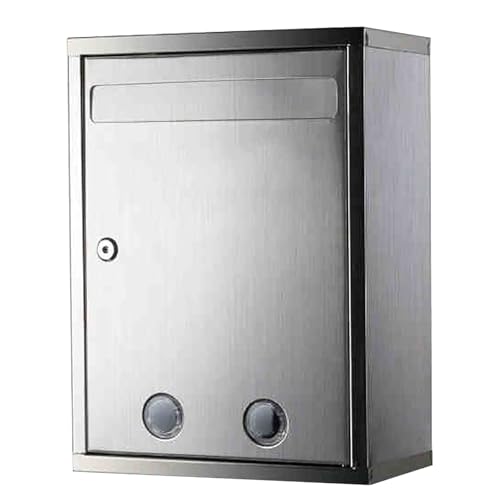YCXJB Buzon Paqueteria Exterior con Cerradura con Llave, Buzón Exterior de Pared de Gran Capacidad, Acero Inoxidable, para Uso Doméstico y Comercial(12 * 6 * 16in)