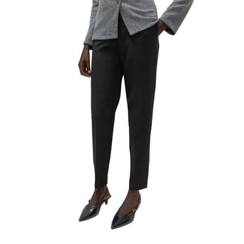 Image of Marks & Spencer Solid Black Polyester Womens Tapered Ankle Grazer Trousers