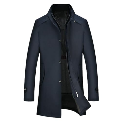 Trench mi-long bleu marine homme manteau mi-saison chaud taille L