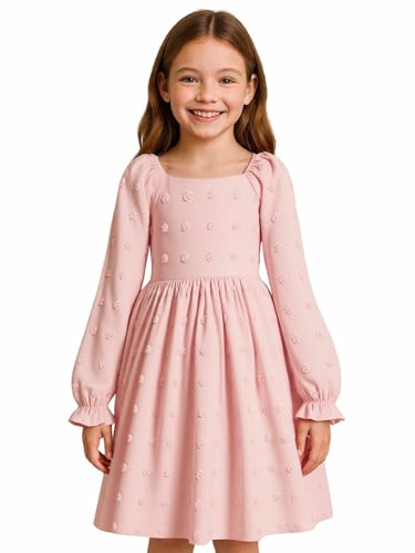 HILEELANG Girls Long Sleeve Princess Party Dress-Bow Tie Tulle Skirt Kids Holiday Birthday Wedding Outfit Ages 6-12 - Image 3