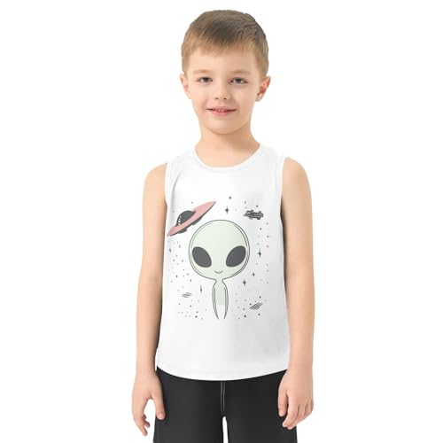 Boys Tank Top Shirts Alien and UFO Cartoon Sleeveless T-Shirts Crew Neck for Kids Clothing Children2