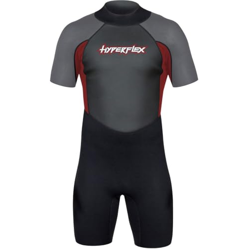 HYPERFLEX-Mens-and-Womens-25mm-Shorty-Springsuit-Wetsuit--SURFING-Water-Sports-Scuba-Diving-Snorkeling-Comfort-Flexible-Anatomical-Fit-Adjustable-Collar-Back-Zip HYPERFLEX Men's and Women's 2.5mm Shorty Springsuit Wetsuit – SURFING, Water Sports, Scuba Diving, Snorkeling - Comfort, Flexible, Anatomical Fit, Adjustable Collar, Back-Zip - Image 1