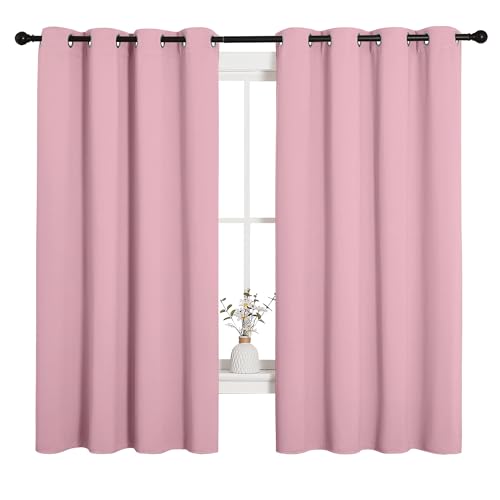 Image of NICETOWN Bedroom Curtain Panels Blackout Draperies, Thermal Insulated Solid Grommet Blackout Curtains /Drapes (Crystal Pink, 1 Pair, 55 by 68-inch)