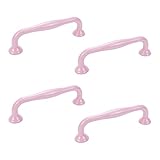 Savagrow 4pcs Pink Aluminum Alloy Cabinet Pulls 3.78' Hole Center Bow Pulls Handles for Drawer Dresser