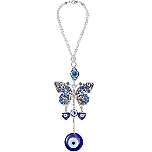 Evil Eye Car Hanging Ornament Evil Blue Eye Charms for Rear View Mirror Evil Eye Beaded Decor Evil Eye Car Accessories Evil Eye Window Pendent for Window Car Door Frame Balcony (Elegant Style)