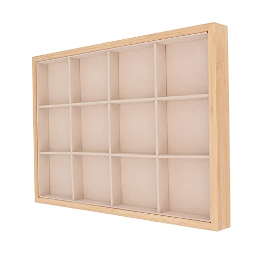 Storage Jewelry Tray Wood Velvet Lightweight 12-grid Jewelry Tray for Necklaces for Watches