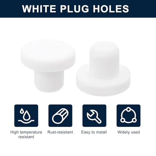 Image of uxcell 16 Pieces White Rubber Stopper, 10mm Plug Holes for 9.5-9.8mm /0.37-0.39 inch Hole