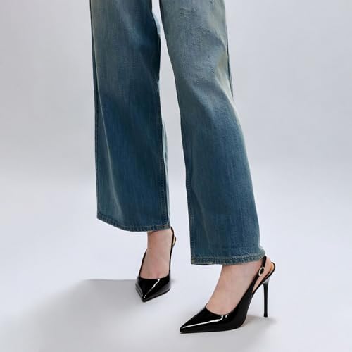 Image of Adrizzlein Slingback Heels for Women Stiletto High Heels Pumps | 4 inch Slingback Heels,Pointed Toe Heels,Closed Toe Heels,Sexy Elegant Wedding Shoes
