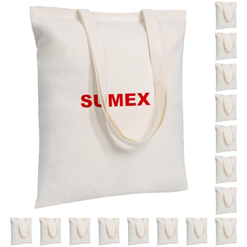Sumex Bolsas de lona de sublimación a granel, paquete de 16 bolsas de lona reutilizables de poliéster de 14 x 16 pulgadas para prensa de calor, blanco crema, 14×16inch