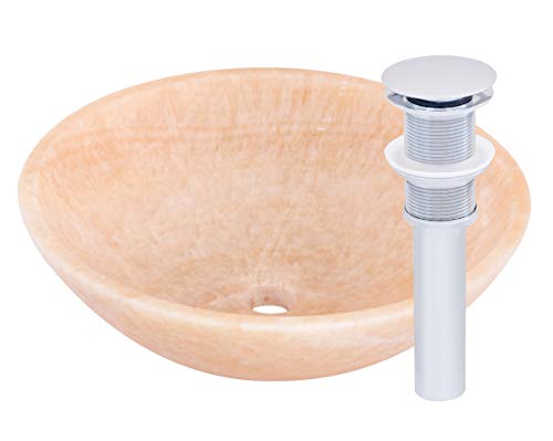 Buy 2 get 3 Novatto Honey Onyx Vessel Sink and Chrome Umbrella Drain